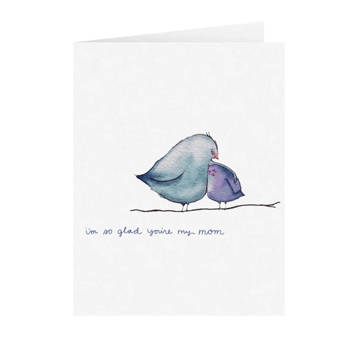 Tender Watercolor Clipart of Two Adorable Parent and Child Birds Sharing Moment