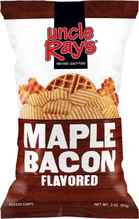 Uncle Ray's Maple Bacon Flavored Potato Chips Clipart Design with Rustic Appeal