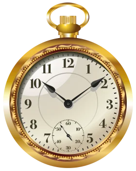 Vintage Golden Pocket Watch Clipart with Elegant Antique Timepiece Design