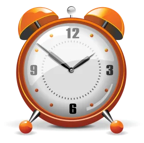Vintage Orange Retro Alarm Clock Clipart Illustration with Classic Design
