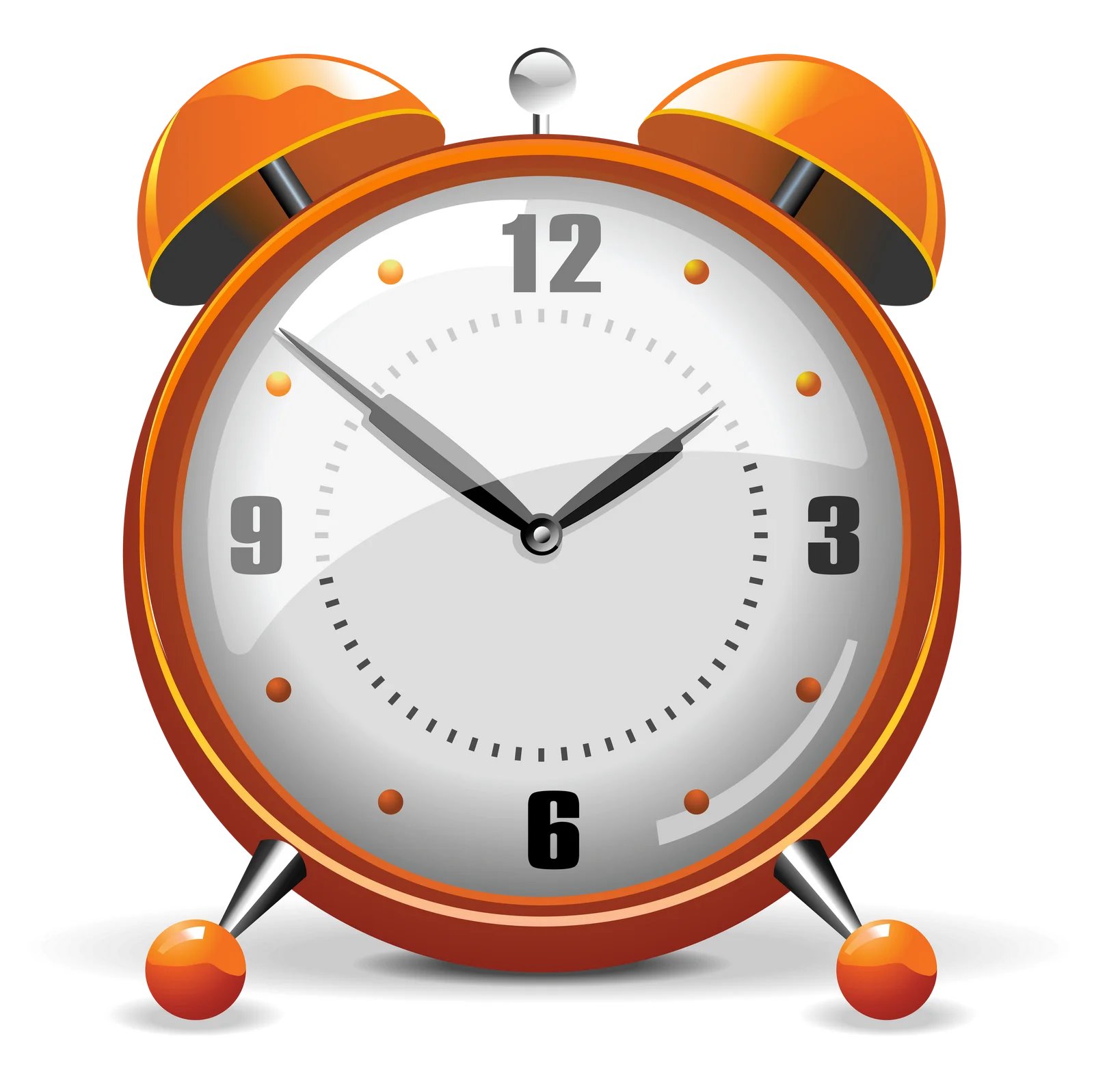 Vintage Orange Retro Alarm Clock Clipart Illustration with Classic Design