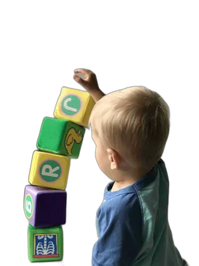 Young Child Stacking Colorful Educational Alphabet Blocks Clipart Carefully
