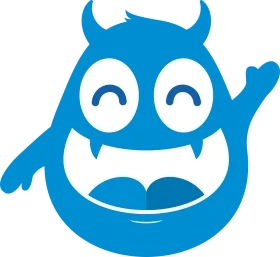 Adorable Blue Cartoon Monster Clipart with Playful Fanged Smile and Horns