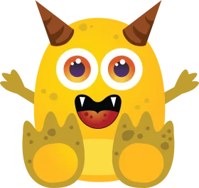 Adorable Cartoon Monster Clipart: Cheerful Yellow Creature with Playful Expression