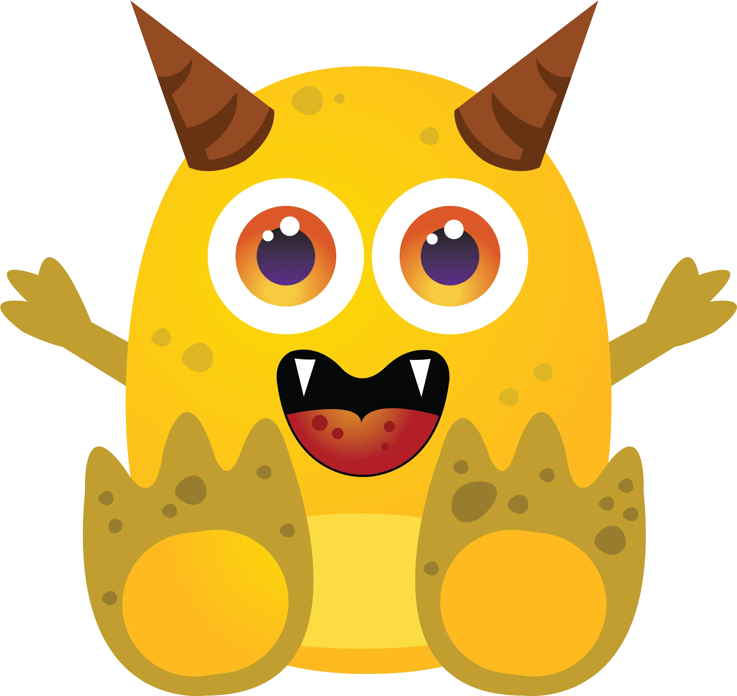 Adorable Cartoon Monster Clipart: Cheerful Yellow Creature with Playful Expression
