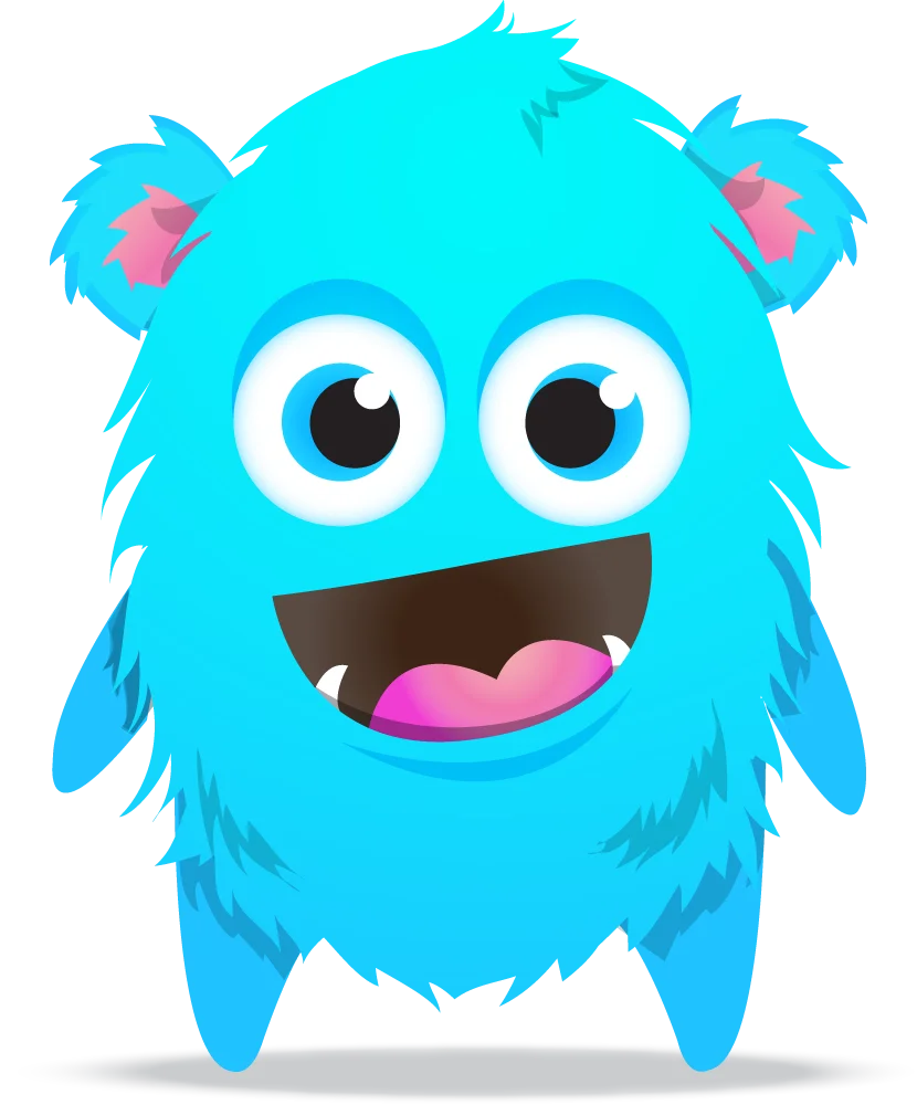 Adorable Fluffy Blue Monster Clipart with Playful Cartoon Expression