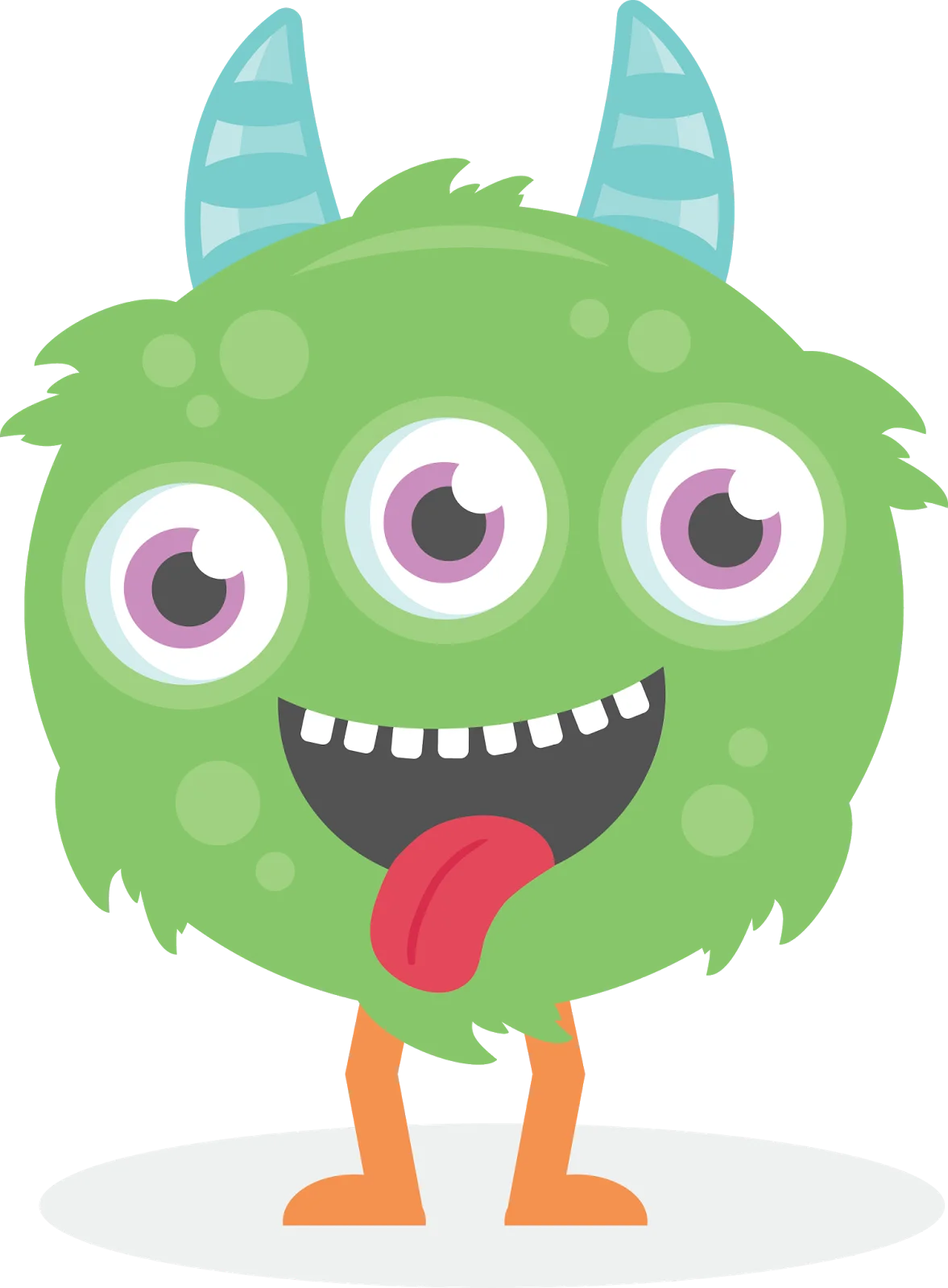 Adorable Green Fuzzy Monster Clipart with Playful Cartoon Expression