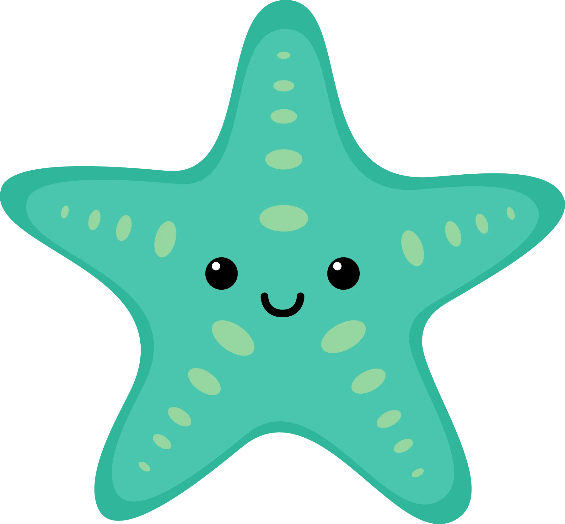 Adorable Kawaii Starfish Clipart: Charming Marine Creature with Cute Expression