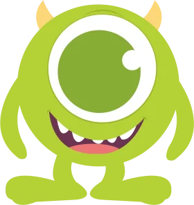Adorable One-Eyed Green Monster Clipart Character with Cheerful Smile