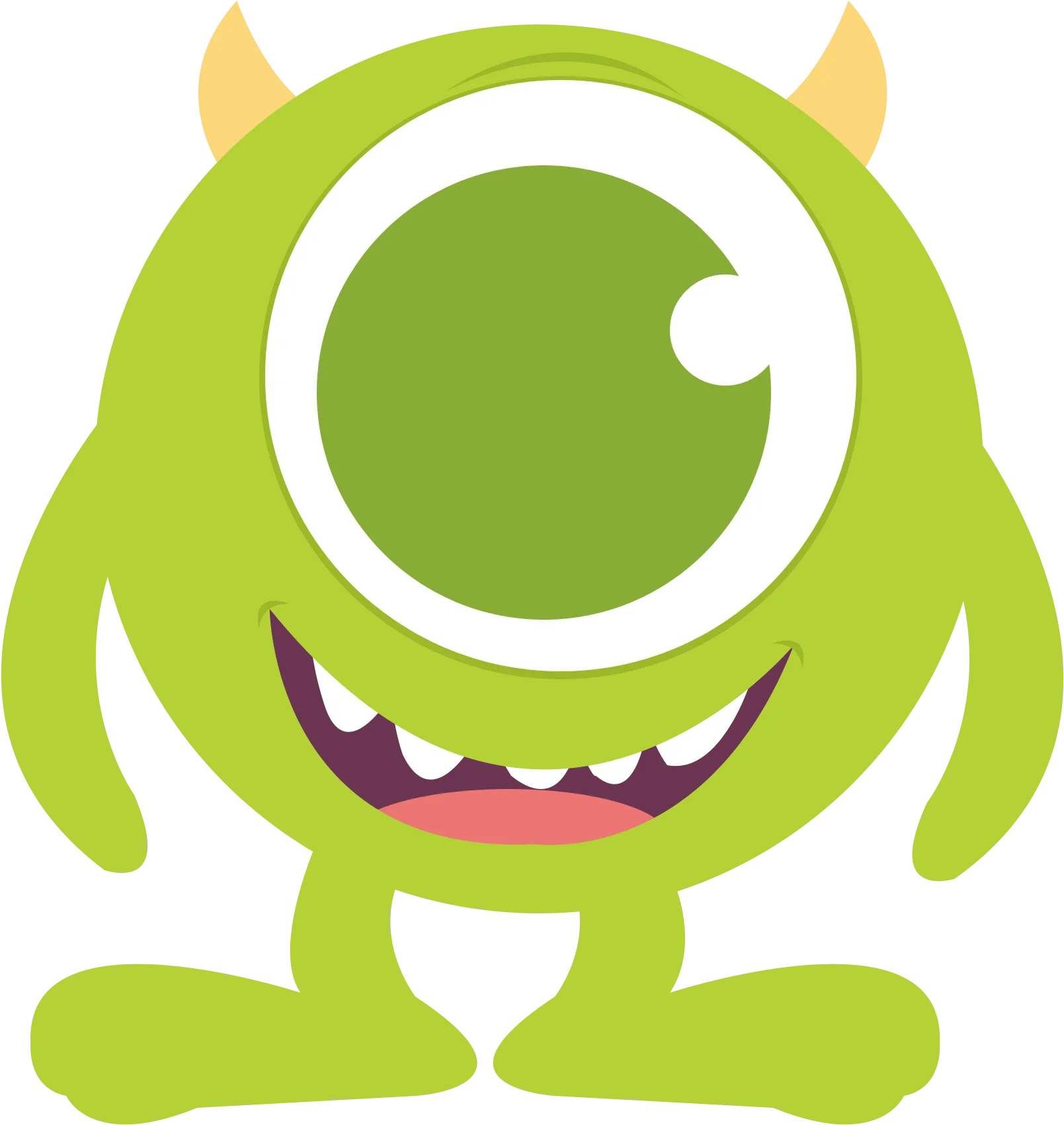 Adorable One-Eyed Green Monster Clipart Character with Cheerful Smile