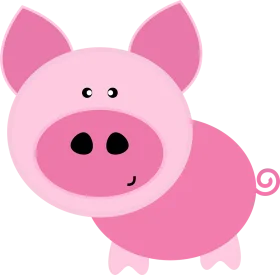 Adorable Pink Cartoon Pig Clipart with Whimsical Rounded Design