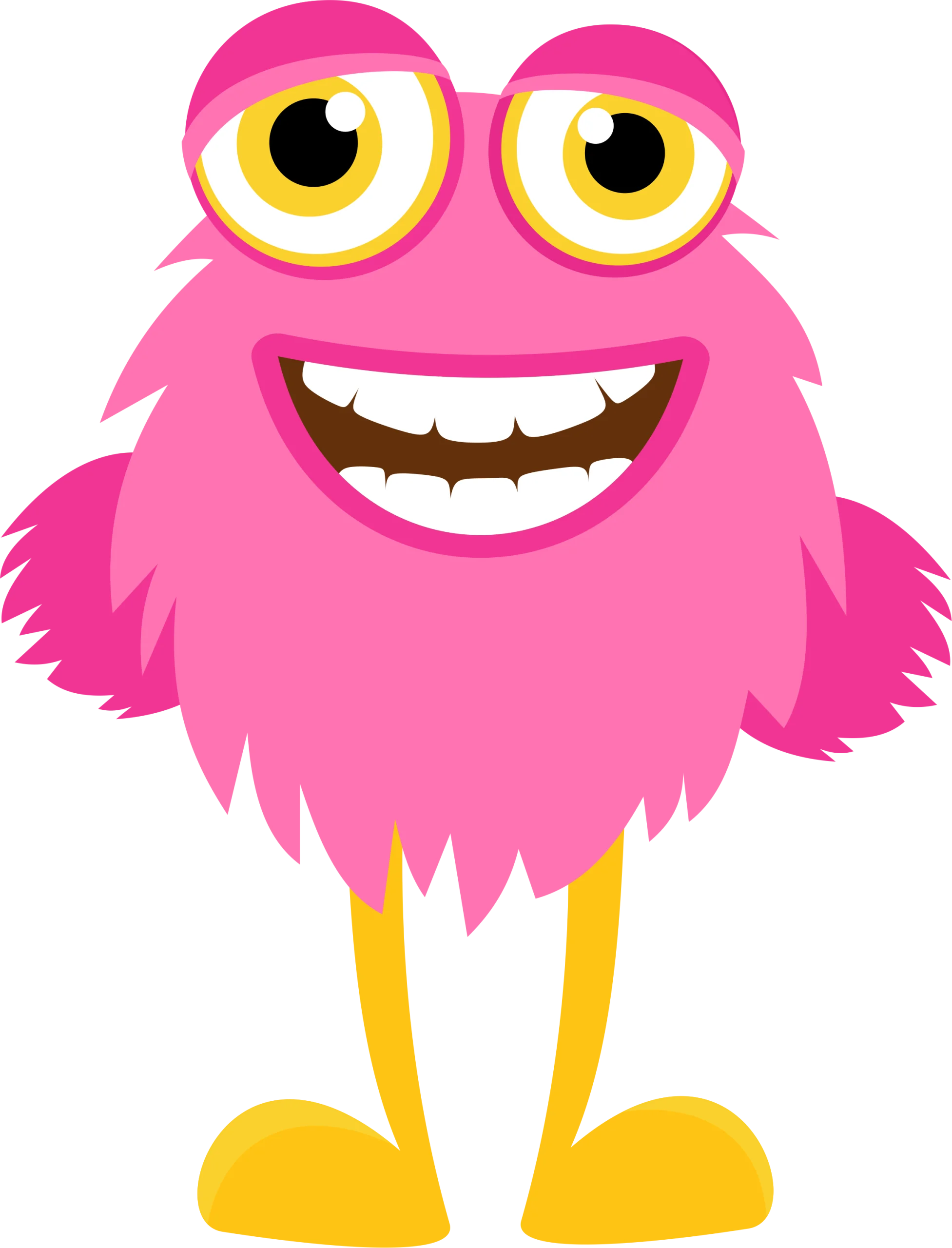 Adorable Pink Fuzzy Monster Creature Clipart with Cheerful Grin