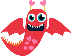 Adorable Valentine's Day Monster Love Creature Whimsical Clipart Design
