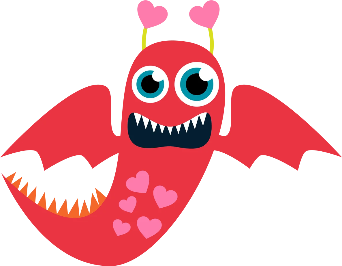 Adorable Valentine's Day Monster Love Creature Whimsical Clipart Design