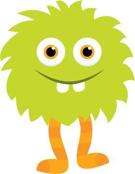 Cheerful Green Fuzzy Monster Clipart Character with Playful Expression