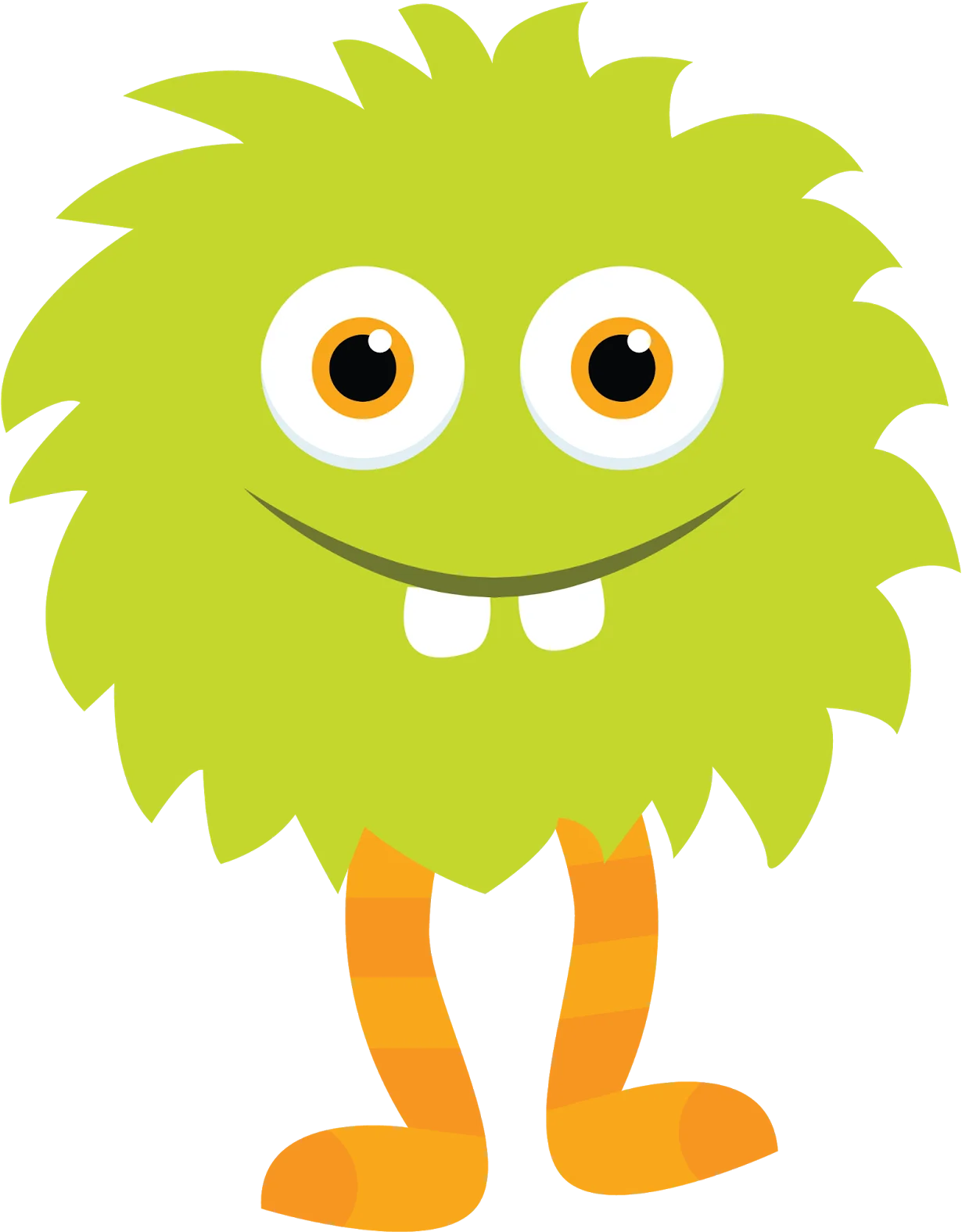 Cheerful Green Fuzzy Monster Clipart Character with Playful Expression