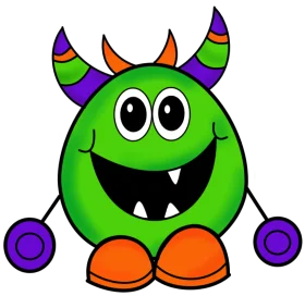 Cheerful Green Monster Clipart with Playful Expression and Colorful Design