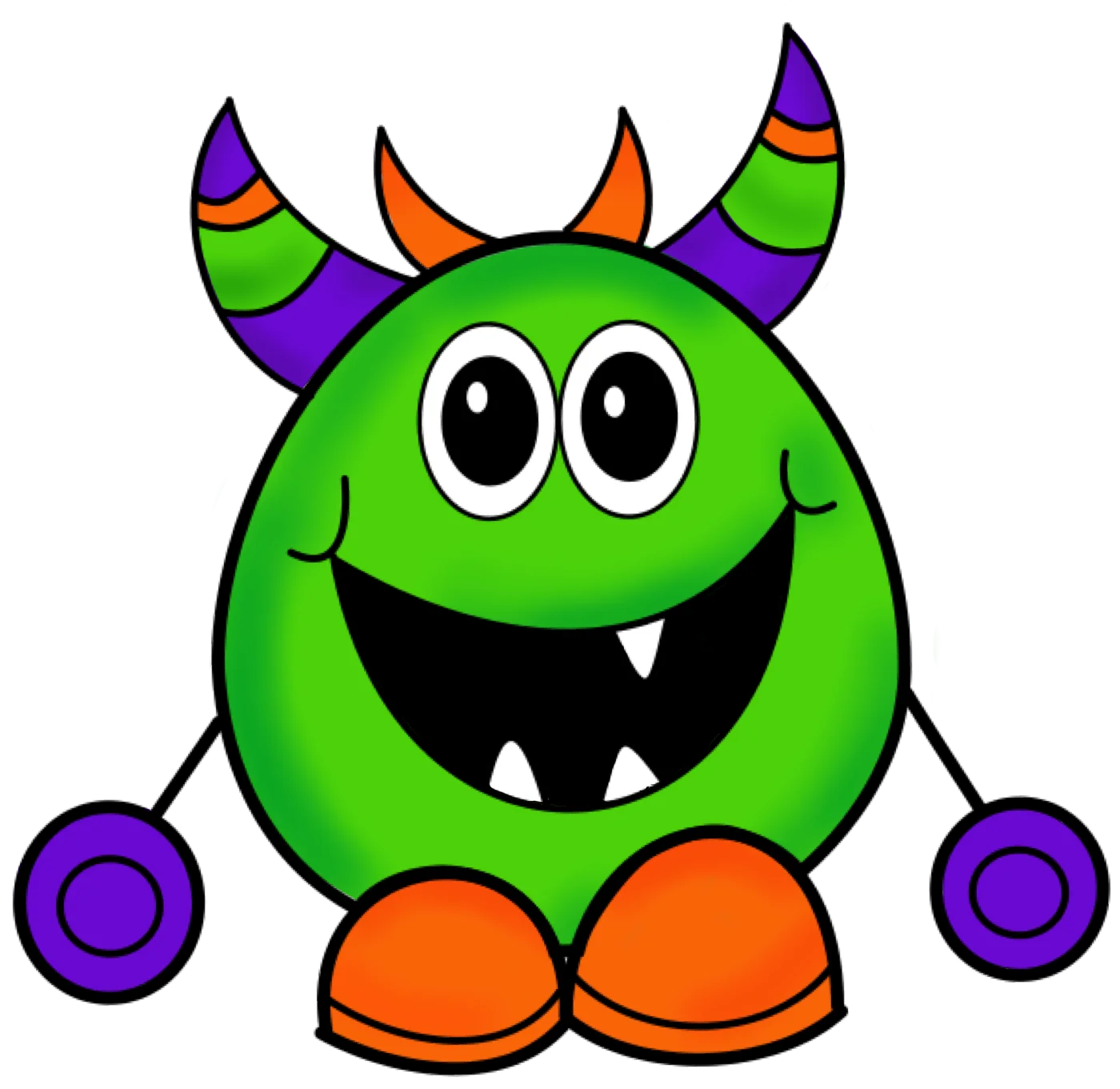 Cheerful Green Monster Clipart with Playful Expression and Colorful Design