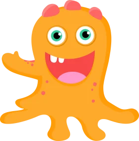 Cheerful Orange Blob Monster Clipart: Adorable Cartoon Creature with Playful Grin