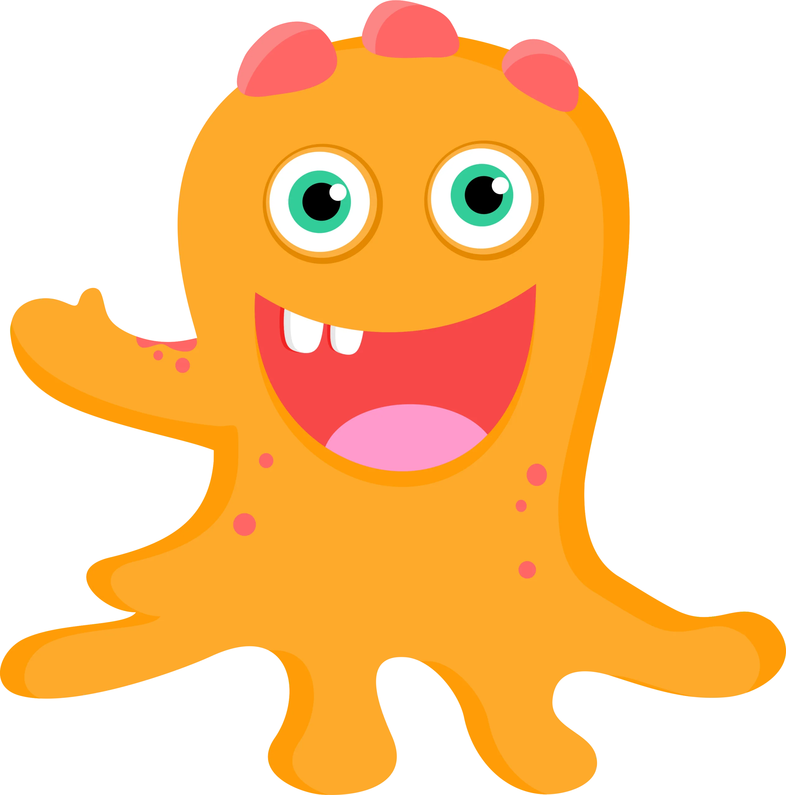 Cheerful Orange Blob Monster Clipart: Adorable Cartoon Creature with Playful Grin