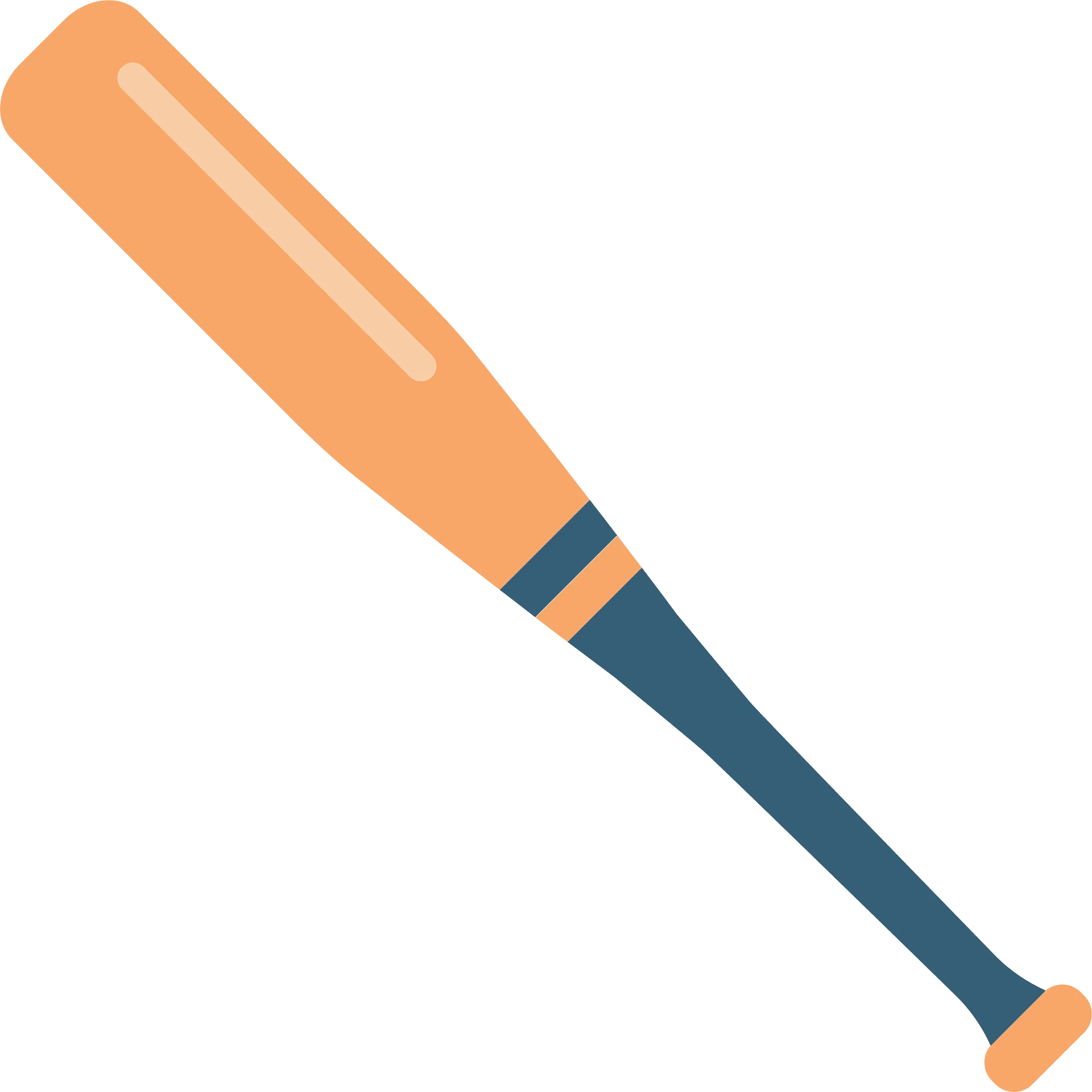 Classic Baseball Wooden Bat Clipart Design with Warm Color Palette