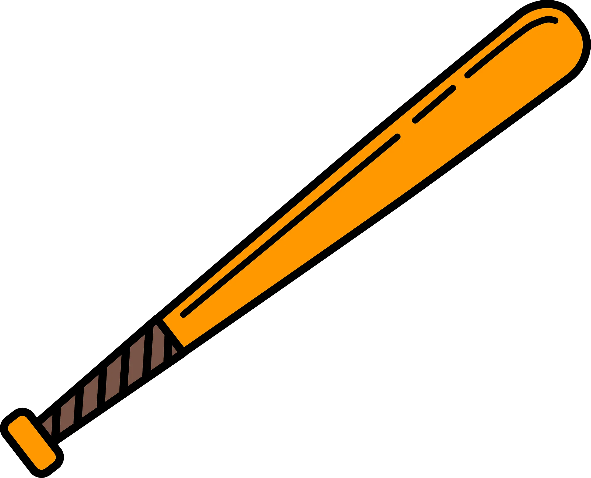 Classic Orange and Black Baseball Bat Clipart Illustration for Sports Enthusiasts