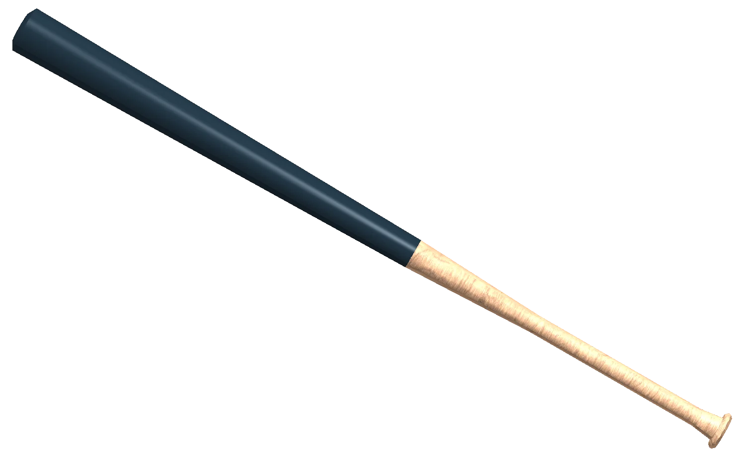 Classic Wooden and Dark Blue Baseball Bat Clipart with Sleek Design