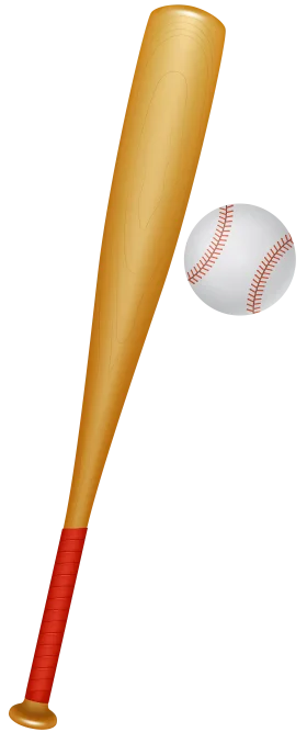 Classic Wooden Baseball Bat and Ball Clipart Design with Warm Tones