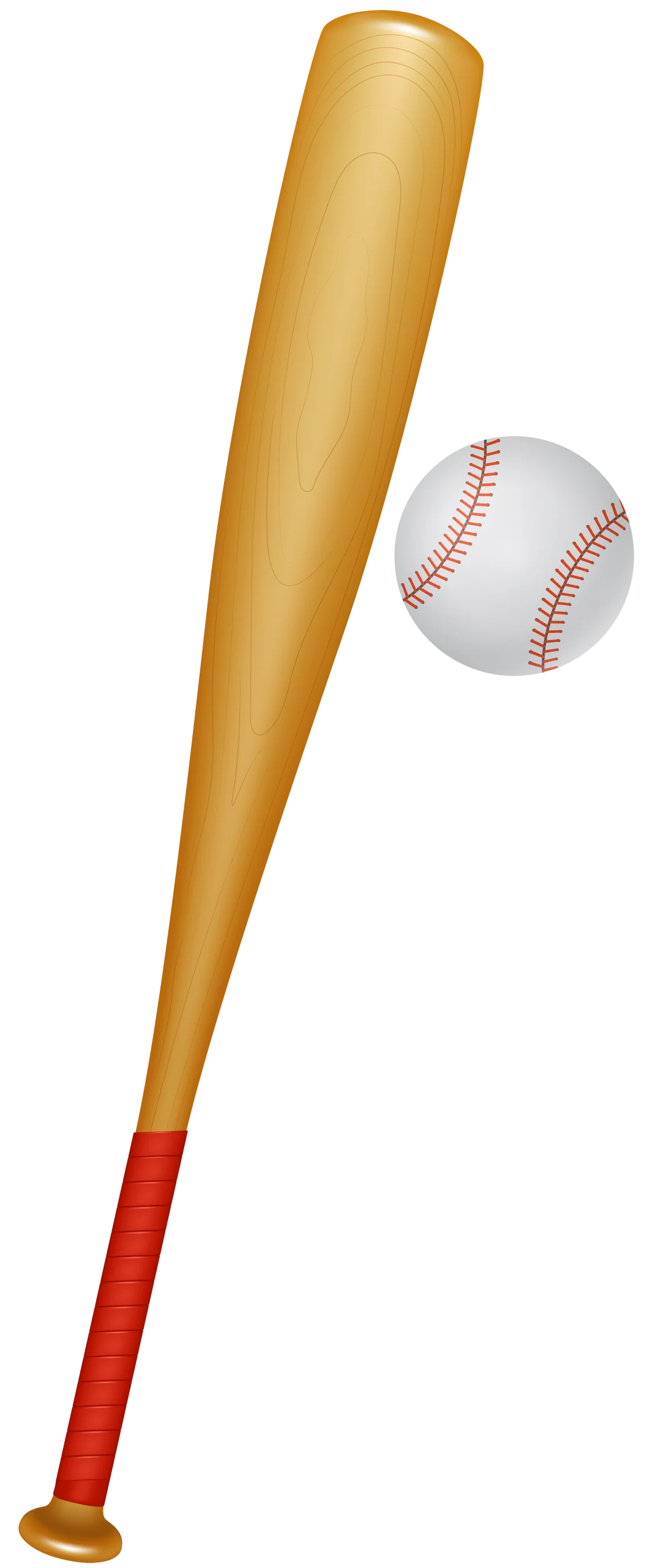 Classic Wooden Baseball Bat and Ball Clipart Design with Warm Tones