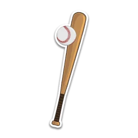 Classic Wooden Baseball Bat and Ball Traditional Sports Clipart Design