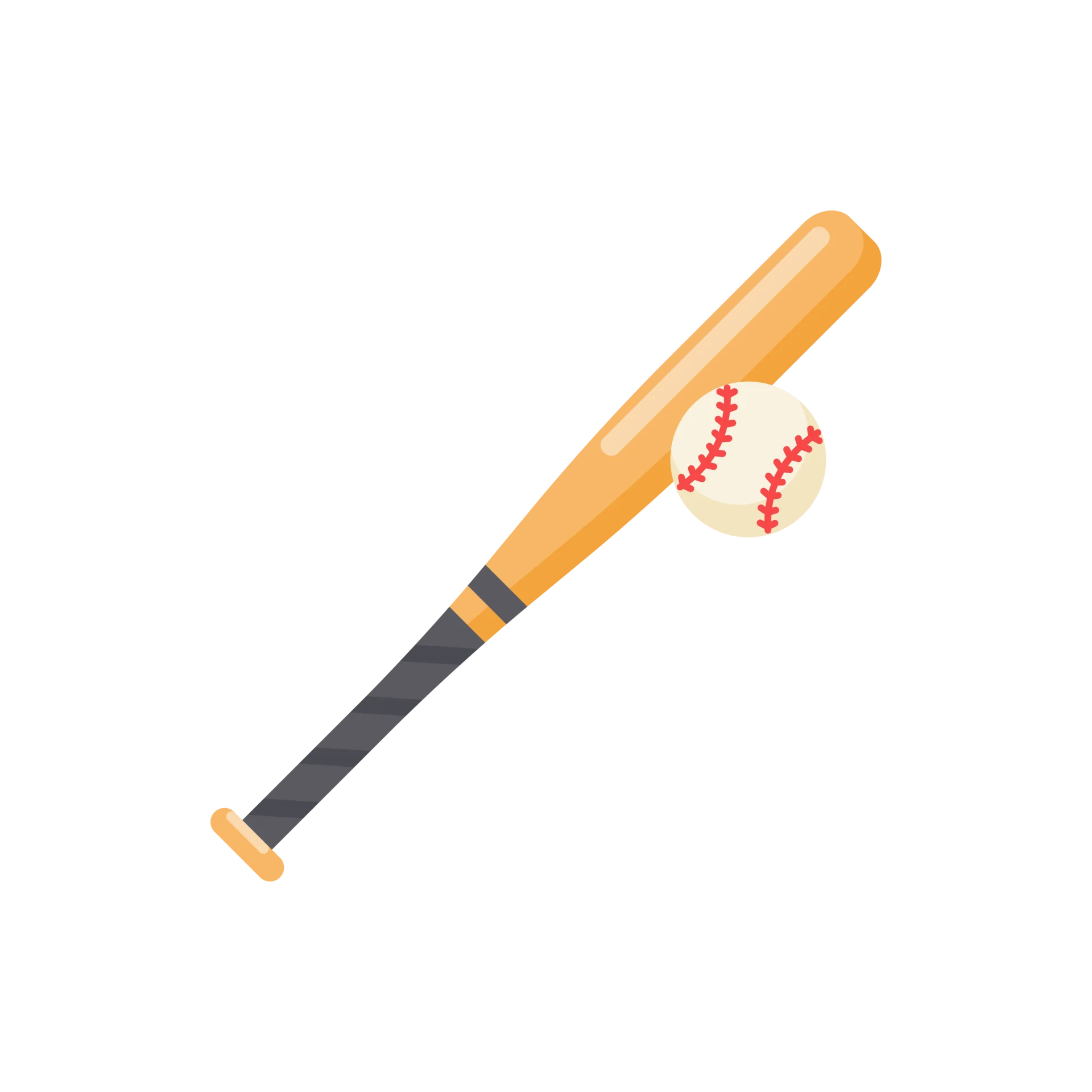 Classic Wooden Baseball Bat and Baseballs Minimalist Sporting Clipart Design