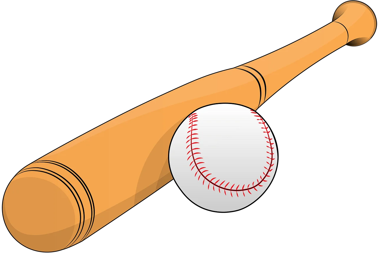 Classic Wooden Baseball Bat and White Baseball Clipart Illustration