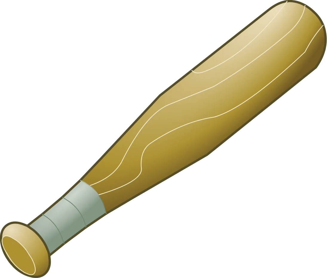 Classic Wooden Baseball Bat Clipart Illustration with Textured Design