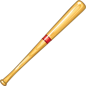 Classic Wooden Baseball Bat Clipart with Glossy Golden Finish and Red Accent