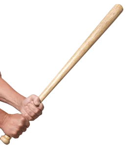 Classic Wooden Baseball Bat Clipart with Gripped Hands Illustration