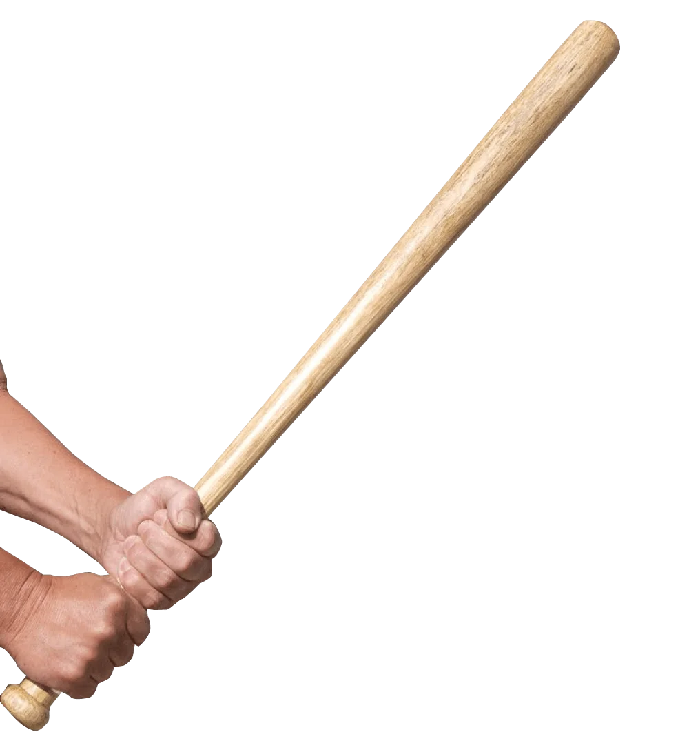 Classic Wooden Baseball Bat Clipart with Gripped Hands Illustration