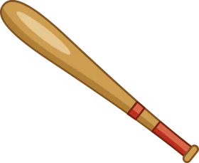 Classic Wooden Baseball Bat Clipart with Sleek Red Grip Handle Design