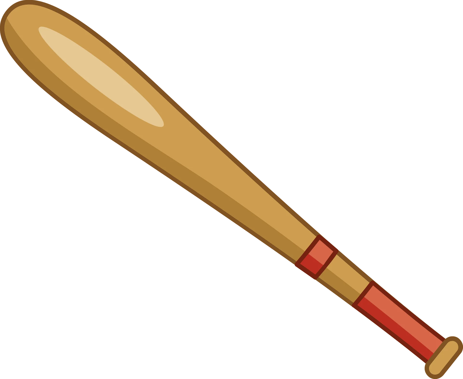 Classic Wooden Baseball Bat Clipart with Sleek Red Grip Handle Design