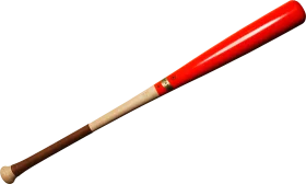 Classic Wooden Baseball Bat Clipart with Striking Red and Natural Wood Tones