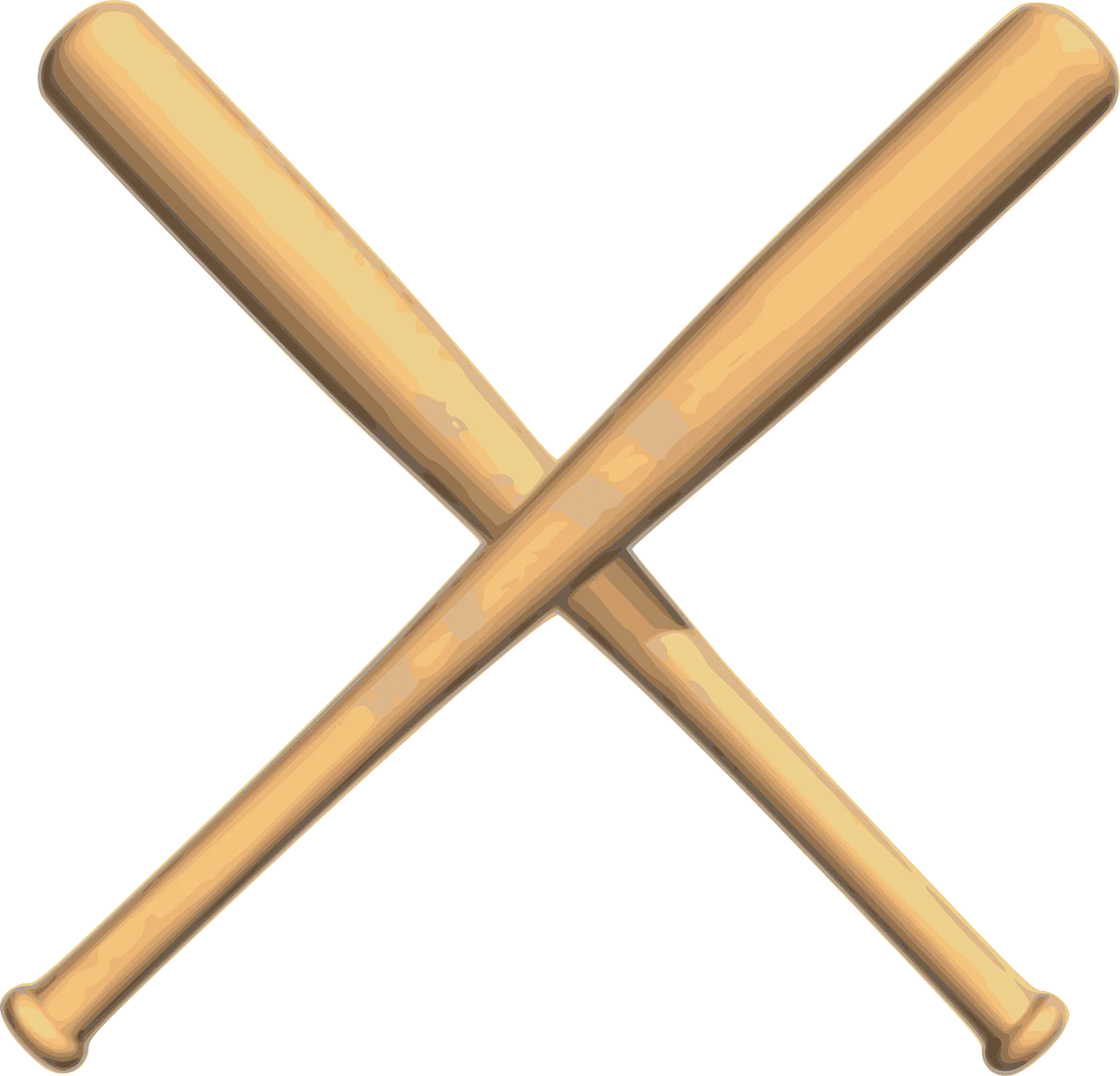 Classic Wooden Baseball Bats Crossed Clipart - Vintage Sports Equipment Illustration