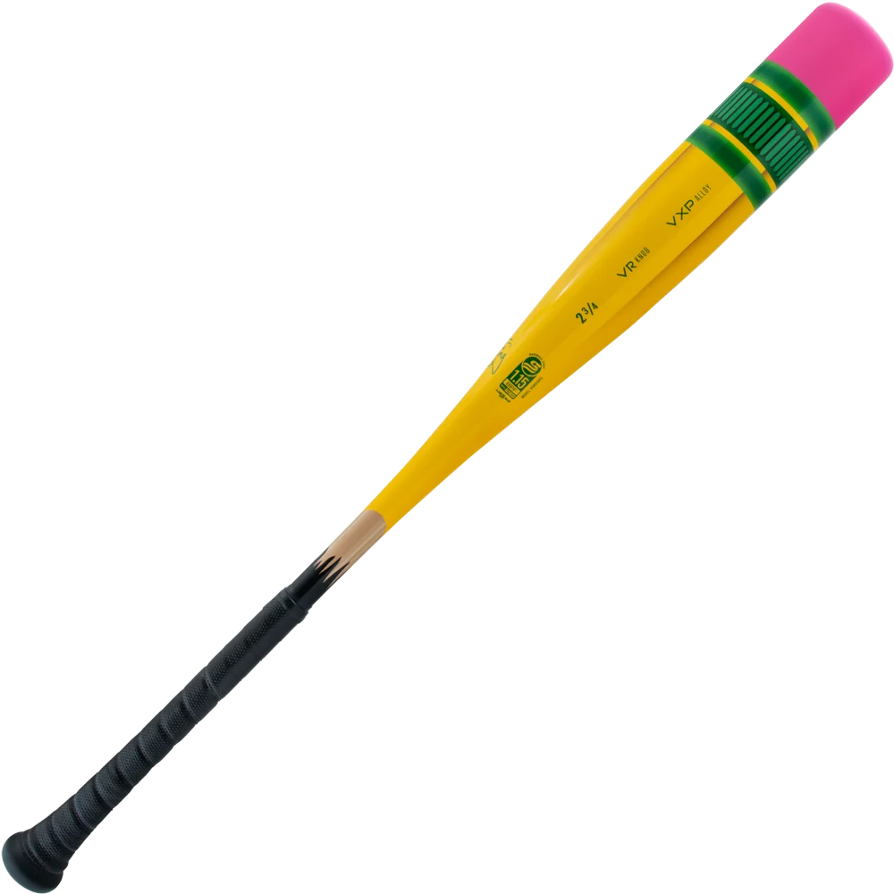 Classic Yellow and Pink Baseball Bat Clipart with Black Grip Design