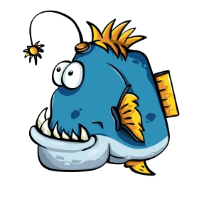 Comical Deep-Sea Anglerfish Clipart: Whimsical Underwater Creature Cartoon Character