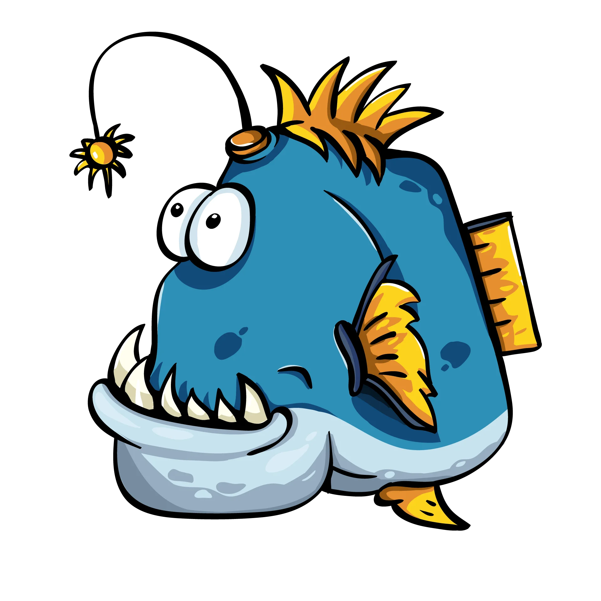 Comical Deep-Sea Anglerfish Clipart: Whimsical Underwater Creature Cartoon Character