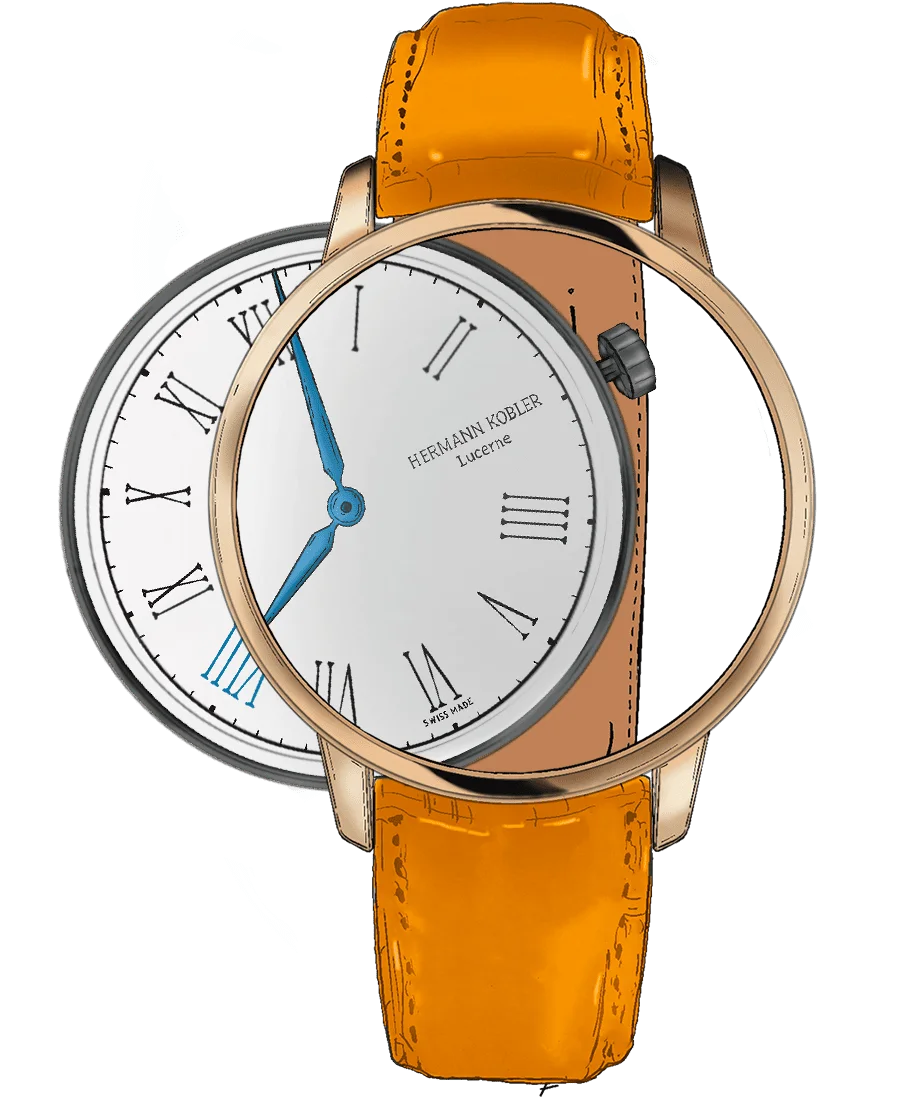 Elegant Classic Analog Wristwatch with Roman Numerals Clipart Design