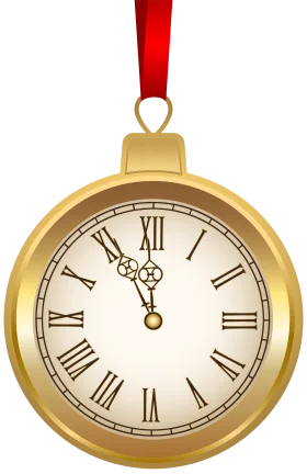 Elegant Golden Vintage Clock Face Ornament Christmas Clipart Design