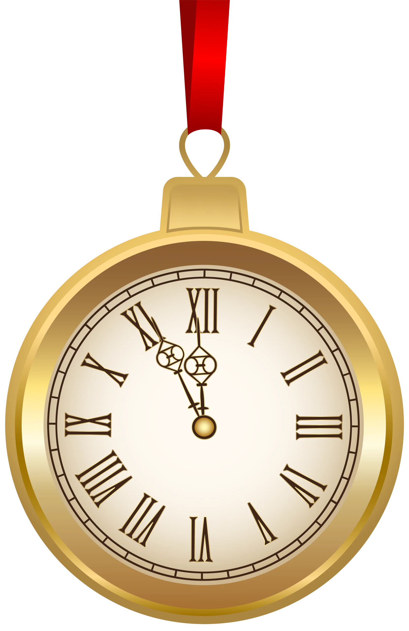 Elegant Golden Vintage Clock Face Ornament Christmas Clipart Design