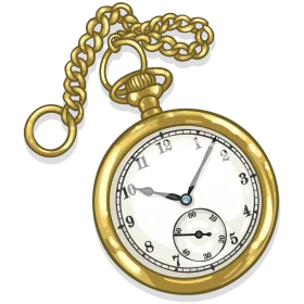 Elegant Golden Vintage Pocket Watch Clipart with Intricate Chain Design