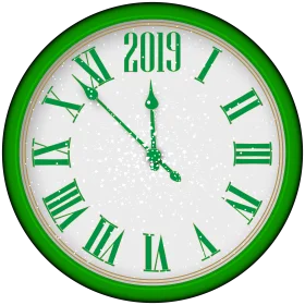 Elegant Green and White 2019 New Year Countdown Clock Clipart Design