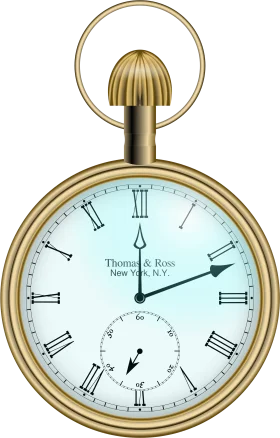 Elegant Vintage Thomas & Ross Pocket Watch Clipart with Antique Gold Finish