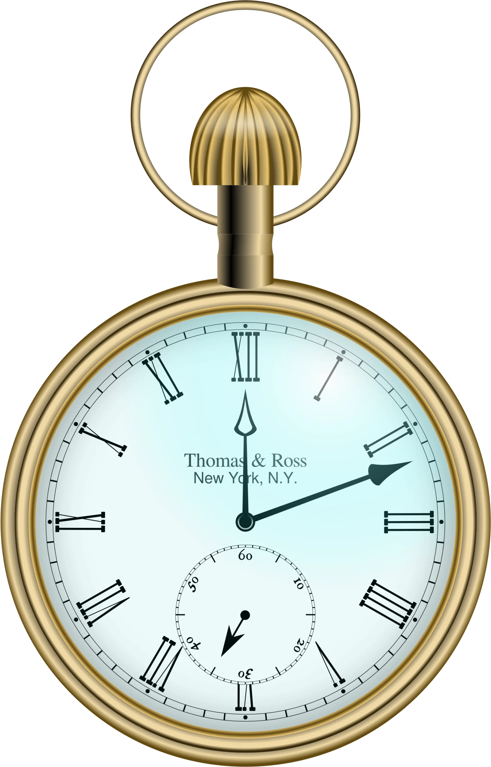 Elegant Vintage Thomas & Ross Pocket Watch Clipart with Antique Gold Finish